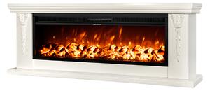 Camino Elettrico da Pavimento 60x170x27 cm Effetto Fiamma 1500W Pandora & Tanzania Panna