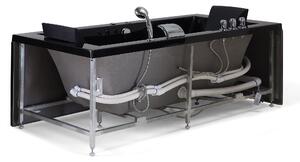 Vasca da bagno in acrilico Nero 183 x 90 cm getti massaggiganti per la versione sinistra Luci a LED per poggiatesta Beliani