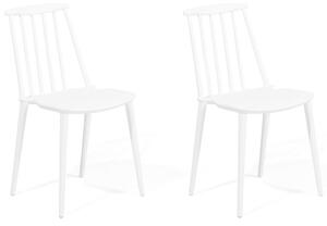 Set di 2 sedie da pranzo bianche in materiale sintetico con schienale a doghe senza braccioli dal design tradizionale Beliani
