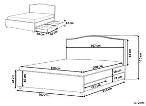Struttura del letto Cassetto imbottito in poliestere grigio Illuminazione a LED bianca 160 x 200 cm Design tradizionale Beliani