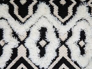 Pouf di colore Bianco e Nero Lana Cotone 45 x 45 cm Forma Quadrata in stile Boho Beliani