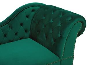 Chaise longue di colore Verde versione destra in Velluto abbottonato testa chiodata Stile Chesterfield Beliani