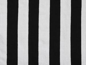 Tappeto tappetino Nero Bianco Tessuto 140 x 200 cm Per Interni Esterni Motivo A Righe Moderno Beliani