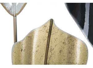 Pannello Decorativo Rettangolare Con Foglie 120x2,5x78,5 Cm In Ferro Oro Argento Nero Lex-A