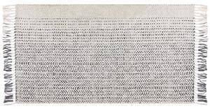 Tappeto Bianco e Grigio Lana Cotone 80 x 150 cm Tessuto a mano a trama piatta con nappe Beliani