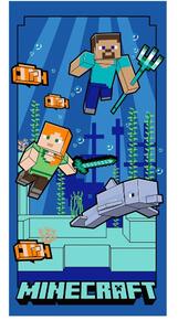 Asciugamano per bambini blu in microfibra 70x140 cm Minecraft "Underwater Fun" – Jerry Fabrics