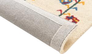 Tappeto Gabbeh di lana beige 140 x 200 cm realizzato a mano con motivo floreale stile tradizionale camera da letto soggiorno Beliani