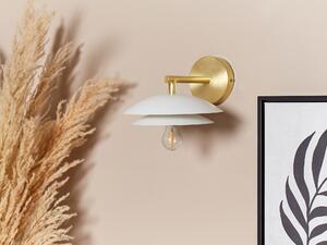 Lampada da parete moderna con base in metallo oro bianco e paralume a cono camera da letto soggiorno glamour Beliani