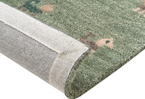 Tappeto Gabbeh di lana verde fatto a mano con motivo con animali 160 x 230 cm soggiorno camera da letto cameretta Beliani