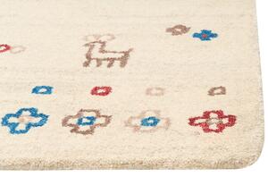 Tappeto Gabbeh di lana beige motivo floreale 80 x 150 cm soggiorno camera da letto Beliani