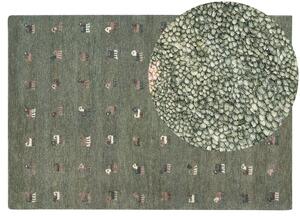 Tappeto di lana verde fatto a mano con motivo con animali 160 x 230 cm soggiorno camera da letto cameretta Beliani