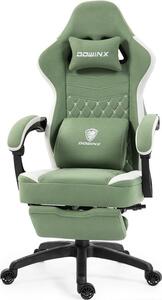 Sedia da gaming in tessuto, con imbottitura in gel e molle insacchettate, funzione massaggio, poggiapiedi regolabile, design ergonomico, colore nero