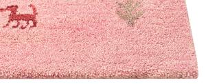 Tappeto Gabbeh di lana rosa fatto a mano con motivo con animali 200 x 300 cm soggiorno camera da letto Beliani