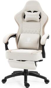 Sedia da gaming in tessuto, con imbottitura in gel e molle insacchettate, funzione massaggio, poggiapiedi regolabile, design ergonomico, colore verde