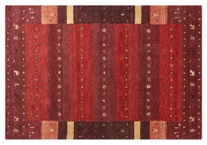 Tappeto Gabbeh rosso in lana con motivo natalizio fatto a mano 140 x 200 cm soggiorno camera da letto Beliani