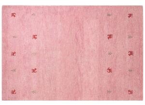 Tappeto di lana rosa fatto a mano con motivo con animali 160 x 230 cm soggiorno camera da letto Beliani