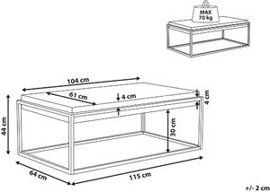 Tavolino da caffè Piano Effetto Cemento Grigio Struttura in Metallo Nero 104 x 64 cm Rettangolare Soggiorno Industriale Beliani