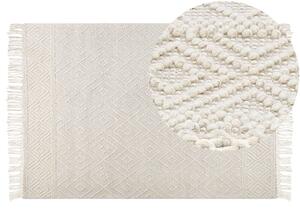 Tappeto di lana beige fatto a mano nappe 160 x 230 cm soggiorno camera da letto Beliani