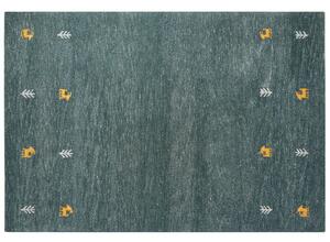 Tappeto in lana verde 160 x 230 cm, trapuntato a mano con motivi animali occidentali e design rustico Beliani