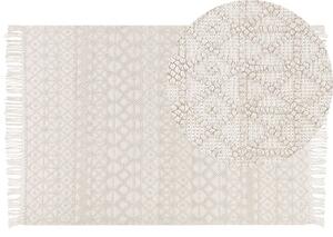 Tappeto in lana poliestere beige chiaro 160 x 230 cm Motivo geometrico Nappe Boho Moderno Beliani
