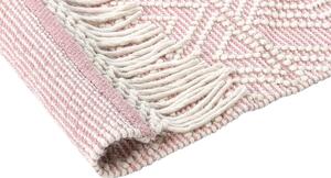 Tappeto in lana rosa pastello bianco 200 x 300 cm con motivo geometrico nappe soggiorno camera da letto Beliani