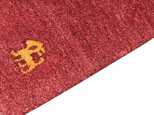 Tappeto Gabbeh di lana rossa fatto a mano con motivo animale 160 x 230 cm stile boho soggiorno camera da letto Beliani