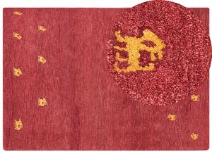 Tappeto di lana rossa fatto a mano con motivo animale 160 x 230 cm stile boho soggiorno camera da letto Beliani