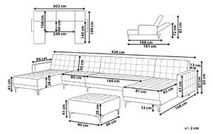 Divano letto angolare in tessuto capitonné grigio scuro moderno a forma di U modulare a 6 posti con chaise longue Beliani