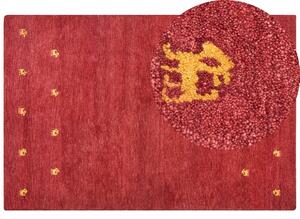 Tappeto di lana rossa fatto a mano con motivo animale 200 x 200 cm stile boho soggiorno camera da letto Beliani
