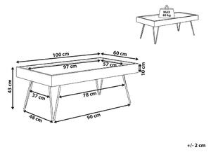 Tavolino da caffè in legno marrone 120 x 60 cm gambe a forcina in metallo Nero piano rettangolare con bordi rialzati soggiorno Fr. Beliani