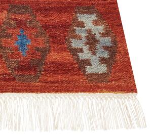 Tappeto kilim in lana multicolore fatto a mano motivo orientale 200 x 300 cm nappe soggiorno camera da letto Beliani