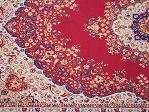 Tappeto tappetino Tappeto Rosso Tessuto Poliestere Multicolore Motivo Orientale Floreale Fondo Rivestito In Gomma 140 x 200 cm Beliani