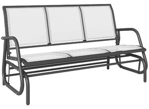 Outsunny Panchina a Dondolo 3 Posti per Giardino, Metallo e Tessuto Traspirante, Comoda Seduta, 151x75x85cm - Beige|Aosom