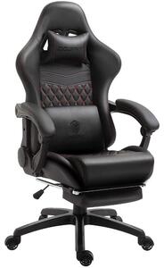 Sedia da gaming in ecopelle trapuntata, con supporto lombare massaggiante, poggiapiedi, inclinazione regolabile da 90° a 170°, portata massima di 200 kg, ideale per l'ufficio domestico e il gaming