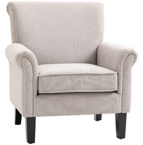 HOMCOM Poltroncina da Salotto in Tessuto con Gambe di Legno, Stile Nordico, Braccioli, Cuscino con Fodera Rimovibile, Grigio|Aosom