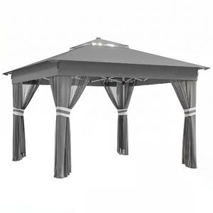 Outsunny Gazebo da Giardino ad Altezza Regolabile con Luci LED, in Acciaio e tessuto Oxford, 336x336x250-270 cm, Grigio | Aosom Italy