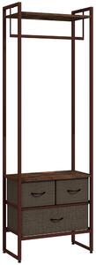 HOMCOM Appendiabiti multiuso con 3 Cassetti pieghevoli in tessuto e Ripiani da terra, in Legno MDF e Acciaio, 58.5x30x178 cm, Marrone|Aosom Italy