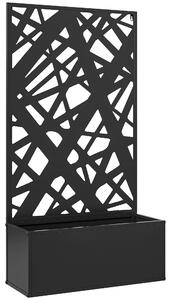 Outsunny Fioriera Rialzata con Spalliera Decorativa per Rampicanti da Terra e Parete, 61x23x113 cm, Nero