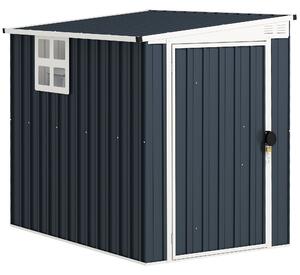 Outsunny Casetta da Giardino con Porta Bloccabile e Prese d'Aria, Capanno Porta Attrezzi in Acciaio, 1.2x1.9 m, Grigio Scuro | Aosom Italy