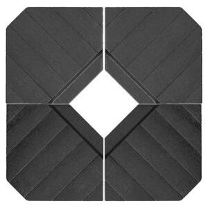 Outsunny Set 4 Mattonelle Base per Ombrellone a Braccio Riempibili con Acqua o Sabbia fino a 80 kg, Nero