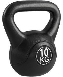 HOMCOM Kettlebell in PVC con Sabbia 10Kg, Fondo Piatto, Maniglia Liscia Anti-Sfregamento, Nero | Aosom