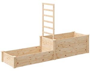 Outsunny Fioriera Rialzata con Grigliato per Rampicanti e Divisorio, in Legno di Abete, 222x63x132 cm, color Legno