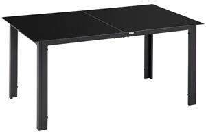 Outsunny Tavolo da Giardino con Piano in Vetro Temperato 150x90 cm per 6 Persone, Tavola da Pranzo da Esterno Rettangolare in Alluminio, per Patio, Terrazzo, Balcone, Nero | Aosom Italy