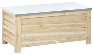Outsunny Baule da Esterno da 155L in Legno con Coperchio in Metallo e 2 Ammortizzatori, 110x50x50 cm, color Legno | Aosom Italy