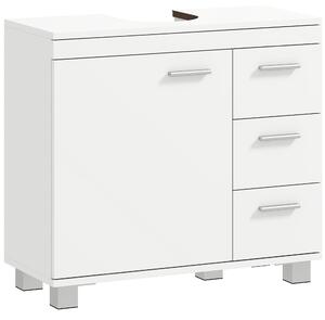 HOMCOM Mobile Moderno Sottolavabo Bagno con Armadietto, Ripiani e Cassetti, 70x30x64cm, Bianco | Aosom Italy