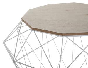 Tavolino Base in Metallo Bianco e Dorato Piano Rimovibile Geometric Glam Beliani