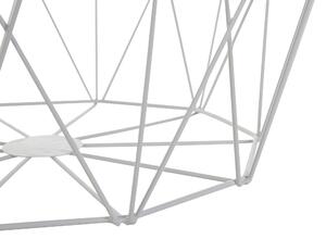Tavolino Base in Metallo Bianco e Dorato Piano Rimovibile Geometric Glam Beliani