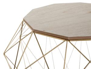 Tavolino Luce Base in Legno e Metallo Dorato Piano Sfoderabile Geometrico Glam Beliani