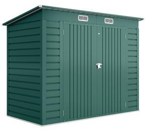 Outsunny Capanno Porta Attrezzi con 2 Prese d'Aria e Chiavistello, Casetta da Giardino in Acciaio, 249x121x183 cm, Verde | Aosom Italy