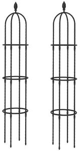 Outsunny Set 2 Supporti per Piante Rampicanti Alti 1.7 m in Acciaio Antiruggine con Decorazioni, Nero | Aosom Italy